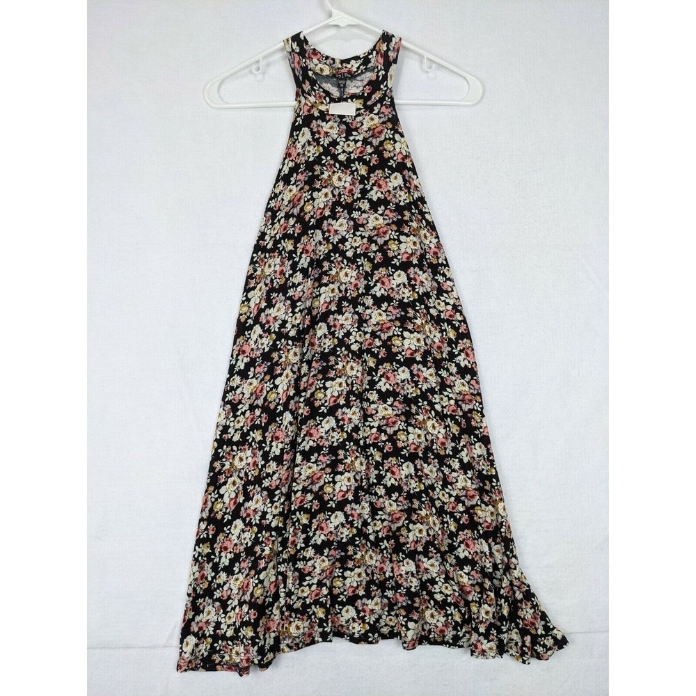 Try This Junior Sleeveless Dress Womens‎ Size M Rayon Blend Floral Black Pink